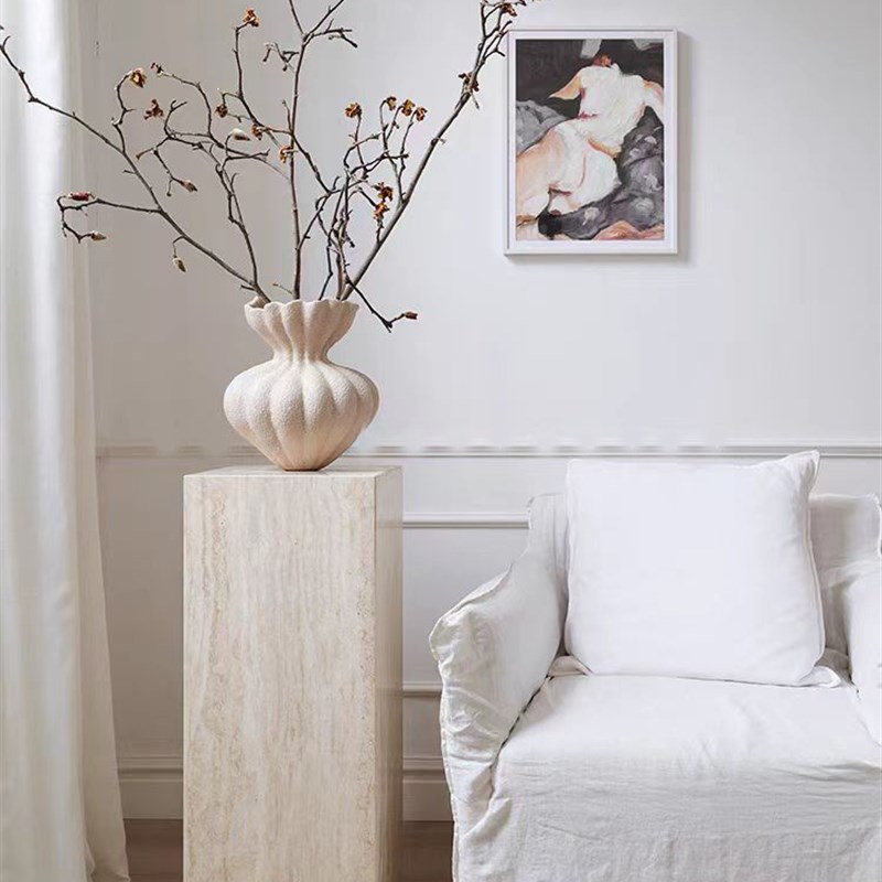 工艺品摆件台花架展厅玄关酒店会所装饰L立柱大理石雕塑底座岩板