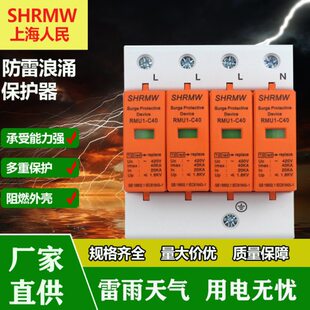 上海人民SPD浪涌保护器T2/4P40KA防雷开关380V220V避雷器工业家用