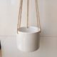 阳台景观盆 陶瓷盆白瓷盆麻绳可悬挂垂吊直筒圆形陶瓷花盆 2个 包邮