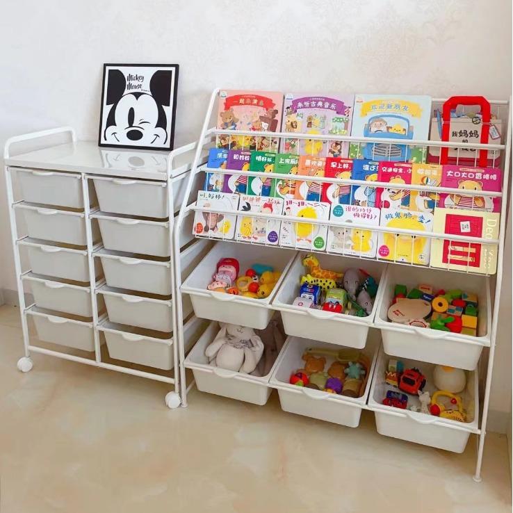 儿童书架家用阅读区绘本架多层玩具收纳架置物架落地宝宝简易书柜