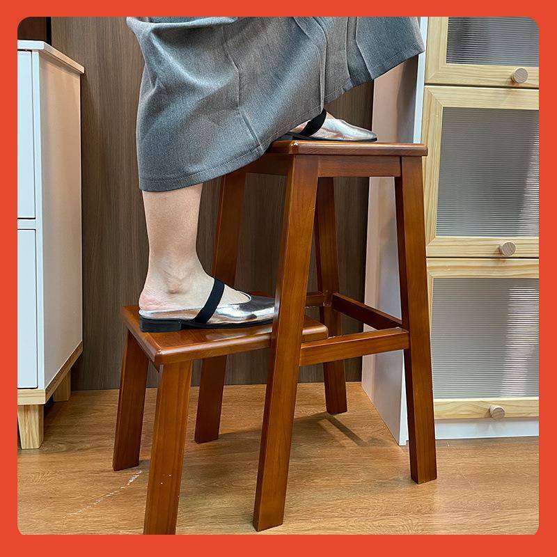 ◇实木脚踏凳多功能梯凳家用椅子登高楼梯凳子爬高凳两步梯子台阶