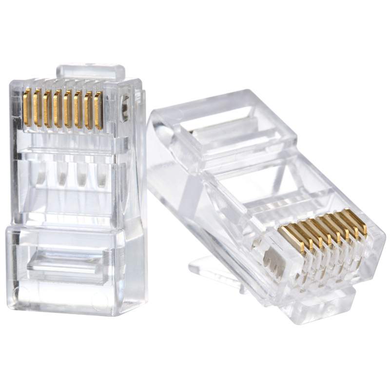 镀金超六类RJ45水晶头8p8c非屏蔽网络水晶头30U工程级千兆水晶头