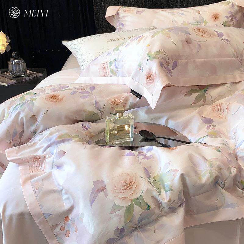 少女感数码印花100S天丝棉四件套春夏款床单被套裸睡亲肤床上用品