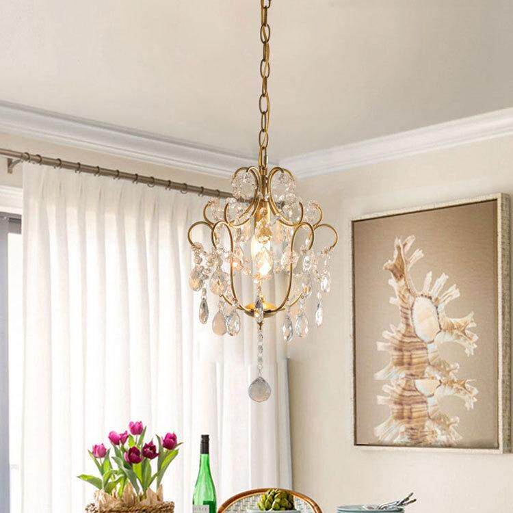 美式乡村水晶灯法式餐厅入户门厅阳台吧台楼梯水晶小吊灯