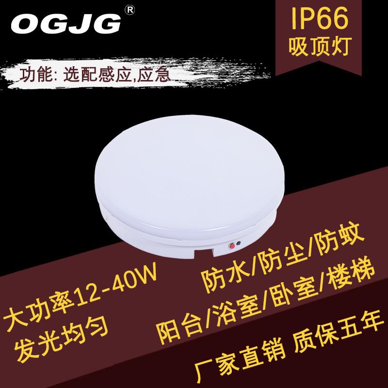 led吸顶灯IP66防潮防尘防水PC罩浴室桑拿房30W圆形LED吸顶灯超薄