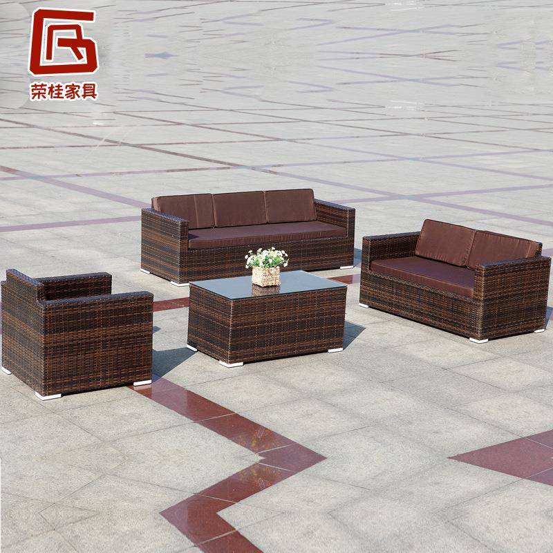 供应私人个性化工程户外休闲家具藤椅沙发四件套编藤茶几