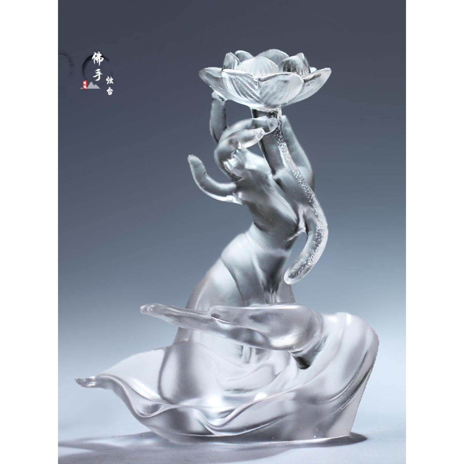 琉璃佛手烛台莲花香插摆件居家客厅摆放香座茶室茶座装饰香塔散香