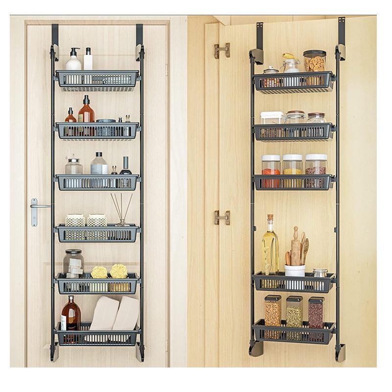 壁挂收纳置物架门后挂钩错层免打孔挂篮收纳架卫生间厨房客厅