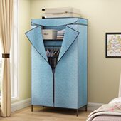 简易衣柜牛津布卧室简约现代家用落地多功能全密封组装 双人挂衣橱