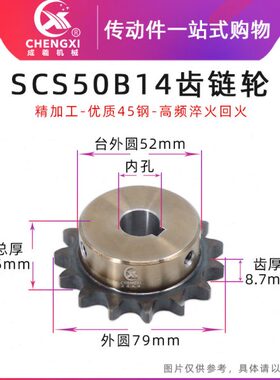 SCS高品质成型孔链轮5分50B14齿 10A14T外径79精车孔键槽顶丝孔