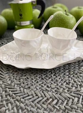 谢东 骨瓷咖啡杯盘set-7g 网红款礼品 轻薄如纸纯白色