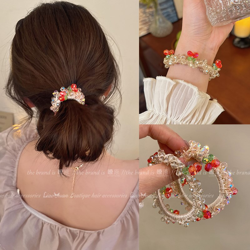 冰晶樱桃~闺蜜手链橡皮筋女扎头发圈气质高级感可爱T头绳2025新款