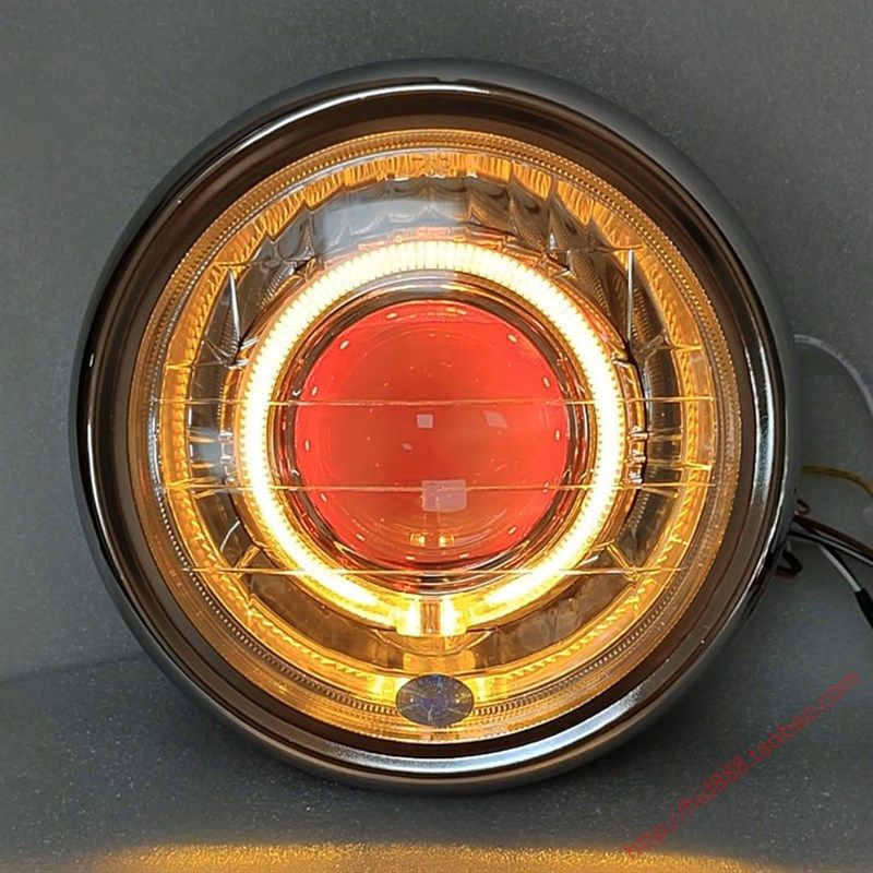 天剑大灯总成7寸圆灯通用锐爽EN125车灯YBR改装LED双光透镜玻璃罩