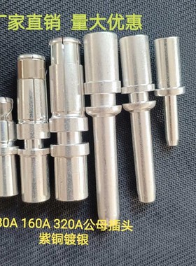 160a80320a公母插头插套电瓶充电连接器配件紫铜镀银端子厂家直销