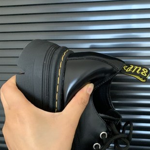 内增高女鞋8cm小个子小码单鞋女秋增高皮鞋女生百搭鞋 黑色厚底鞋