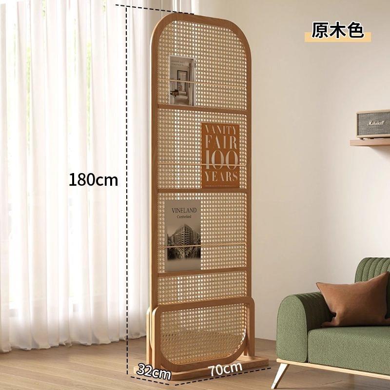 中式复古杂志架隔断屏风沙发边客厅入户遮挡正对门玄关可移动藤编