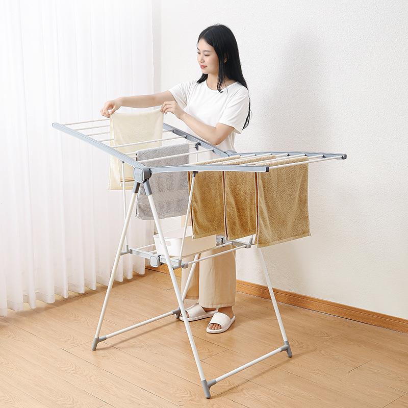 晾衣架落地卧室折叠家用简易挂衣杆室内凉衣服架子阳台晒被子神器