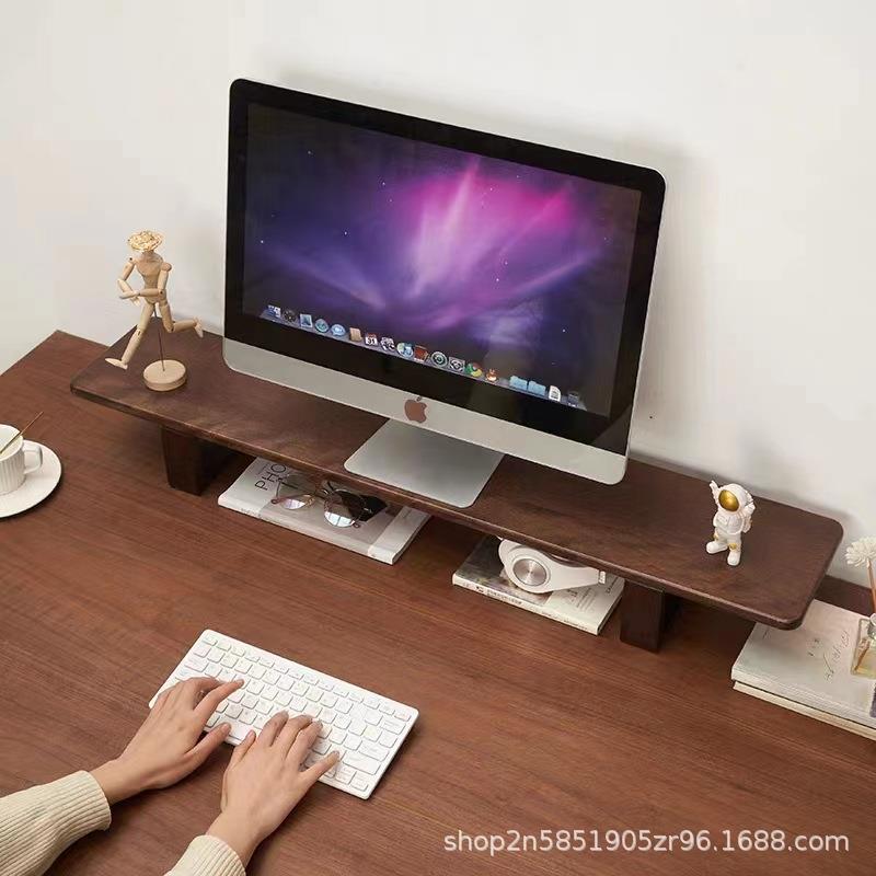 黑胡桃木电脑显示器增高架台式显示屏支架创意桌面增高隔板架