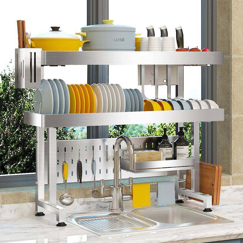 不锈钢水槽置物架厨房碗筷碟子沥水收纳架可伸缩双层多功能台面架,厨房/烹饪用具,抹布架/厨房清洁收纳架,淘宝优惠券,粉丝福利购,淘宝优惠卷