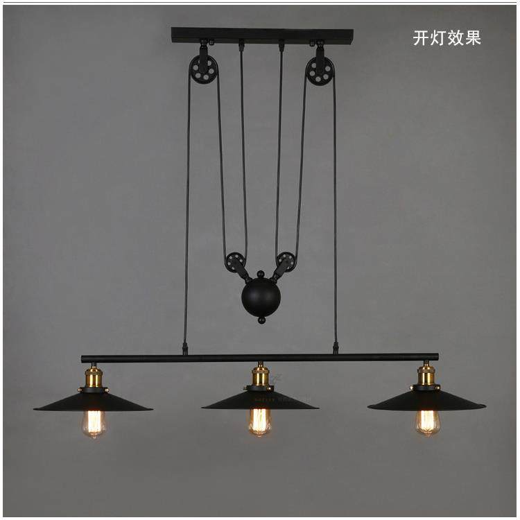 美式乡村铁艺灯复古工业风Loft餐厅吧台阳台服装店三头升降吊灯,家装灯饰光源,智能吊灯,淘宝优惠券,粉丝福利购,淘宝优惠卷
