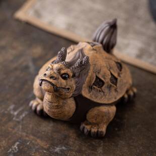 陈洪军紫砂树皮龙龟招财茶宠摆件精品手工福寿茶玩茶台盘可养摆件