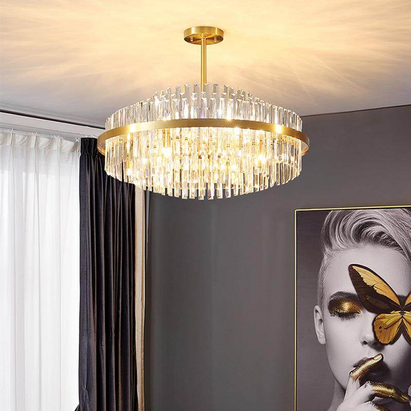 全铜后现代轻奢吊灯港式水晶客厅灯北欧风格卧室简约家用餐厅灯具,家装灯饰光源,智能吊灯,淘宝优惠券,粉丝福利购,淘宝优惠卷