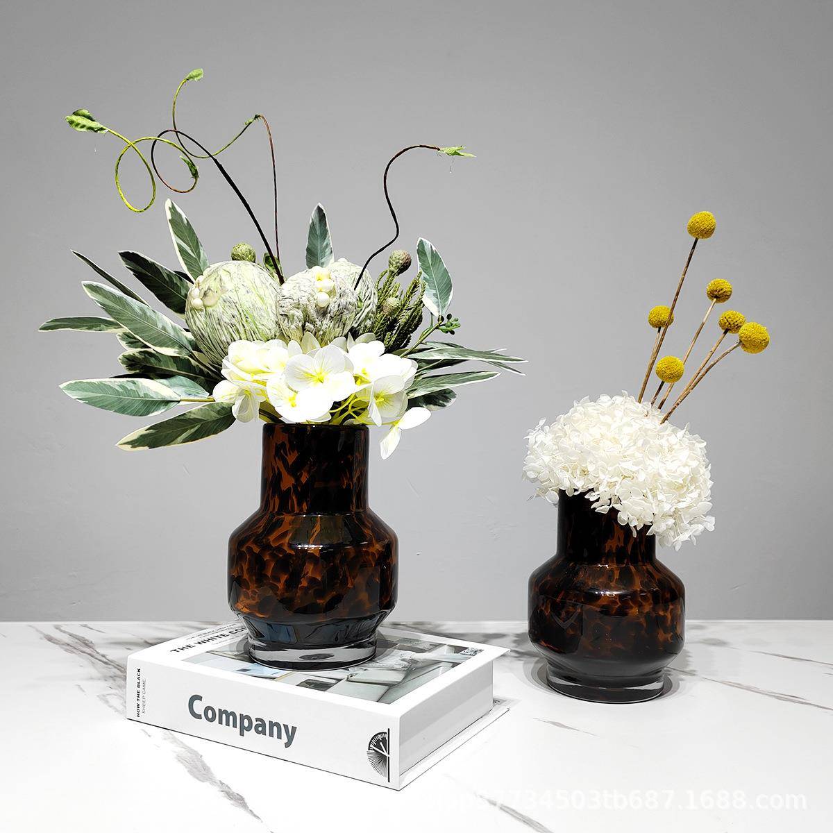 高级琉璃花器仿真花艺别墅样板间家居茶几桌面软装花装饰假花摆件