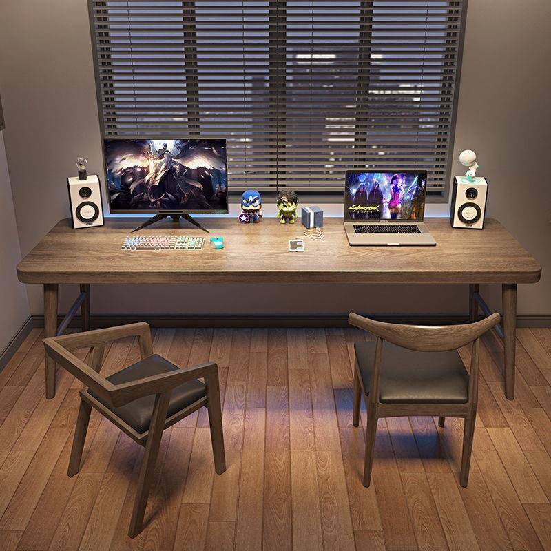 双人电脑桌台式办公桌家用轻奢学习工作台长条书桌写字