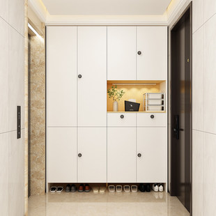 实木鞋柜2025新款爆款大容量电梯口带锁家用入户门口楼道收纳定制