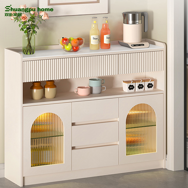 法式岩板超薄餐边柜墙边储物柜