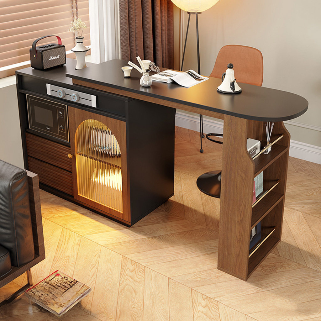 复古轻奢吧台桌伸缩小户型客厅家用隔断沙发侧边柜阳台休闲小吧台
