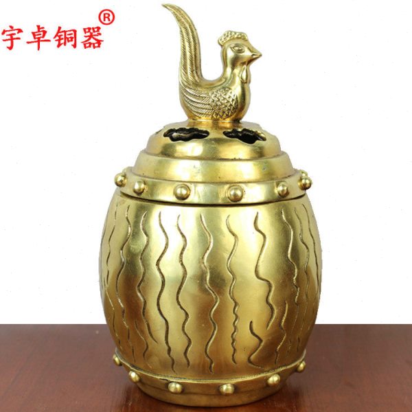 宇卓铜器纯铜香炉黄铜香炉铜香炉鼓形香炉工艺品摆件