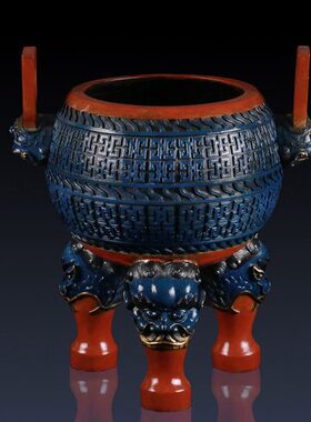 纯黄铜圆纹鼎摆件铜鼎礼品办公室装饰品铜鼎工艺品铜香炉客厅饰品