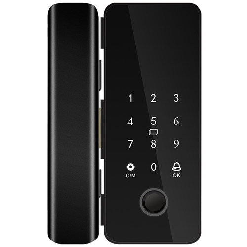 玻璃门锁指纹锁免开孔双门单门办公室密J码锁无框有框门电子智能