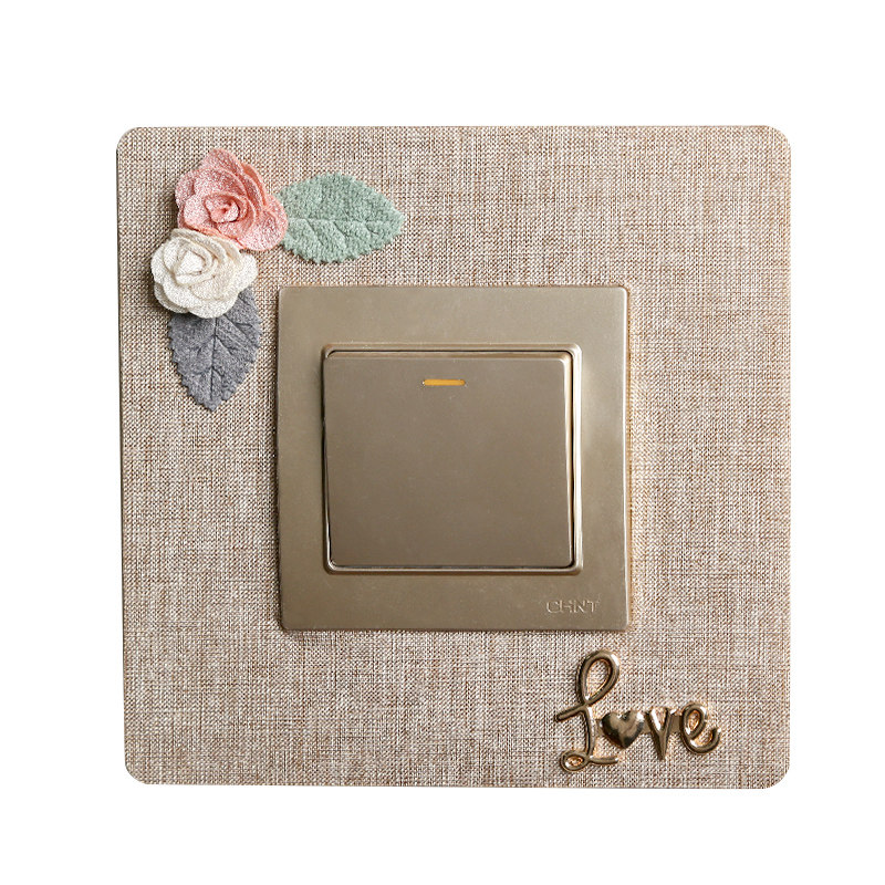 开关贴家用客厅欧式布艺装饰墙贴房间电源开关套保护套.免粘插座