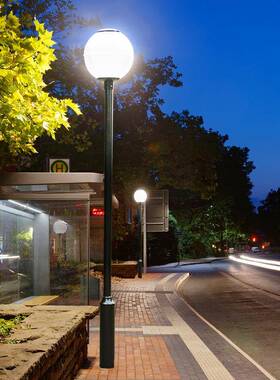 单头圆形3.5米庭院灯户外防水小区花园别墅LED市电路灯3米景观灯