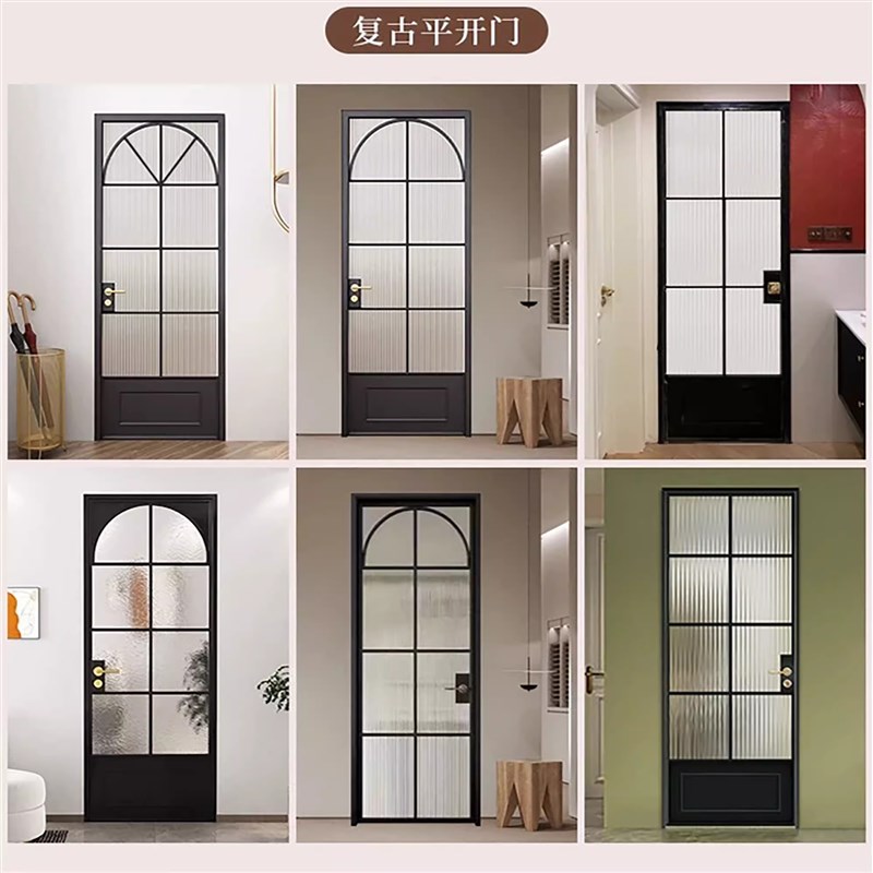 定制新款法式复古门卫生间门海棠油E砂玻璃门钛镁合金法式卫生间