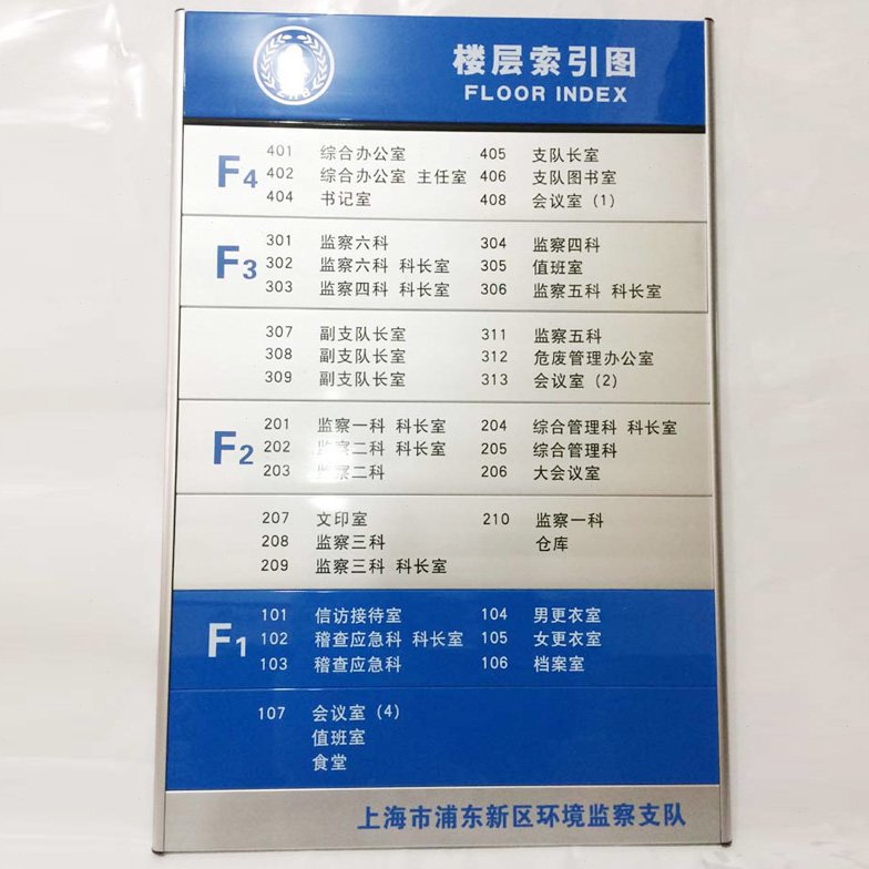 铝合金大堂楼层索引牌 烤漆丝印楼层导向牌 可更换医院指示牌门牌