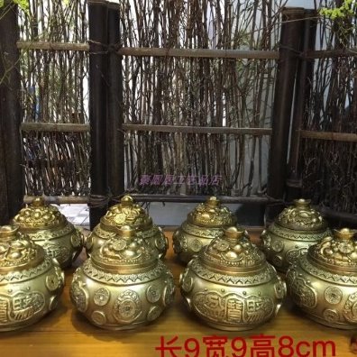 聚宝盆大中小号开盖纯铜聚宝盆摆件店铺公司开业礼品