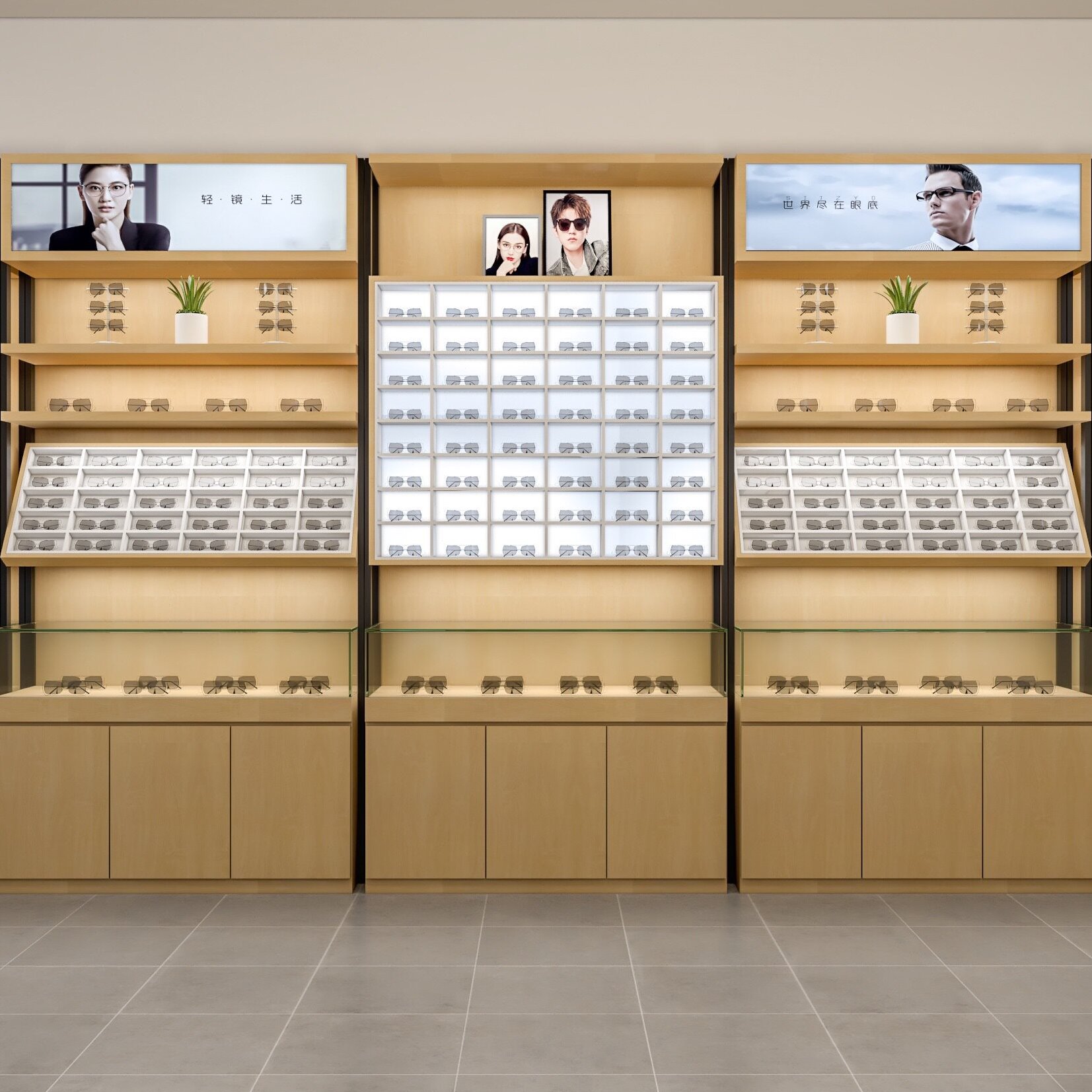 眼镜展示柜眼镜店柜台快时尚眼镜展柜铁架玻璃中岛陈列货架眼镜柜