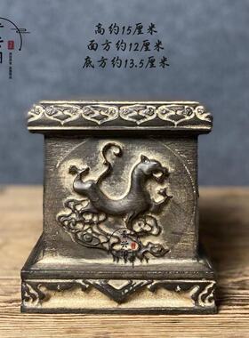 仿古石雕山西青石民俗怀旧手工雕刻神兽柱墩石墩茶壶底座壶拖摆设