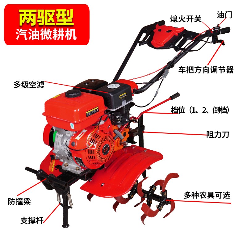 新式汽油微耕机小型农用机械家用B多功能柴油耕地机开沟新型旋耕