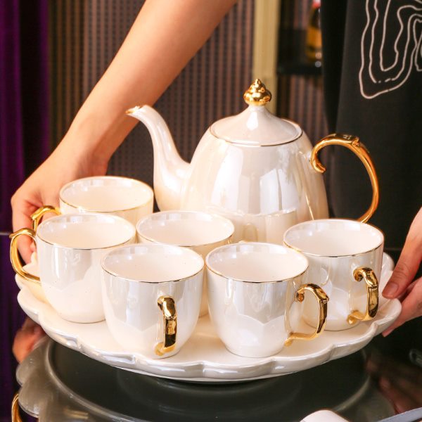 高档轻奢风茶具茶杯套装家用客厅现代简约陶瓷水杯水具泡茶壶整套