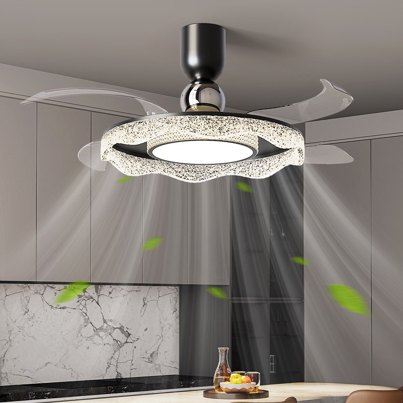 隐形风扇灯吊扇灯i餐厅吊灯2025新款意式轻奢高级感电扇一体卧室