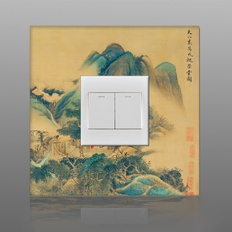 中式防潮防水玻璃开关贴底盒86型开关插座墙面装饰墙X贴插板保护