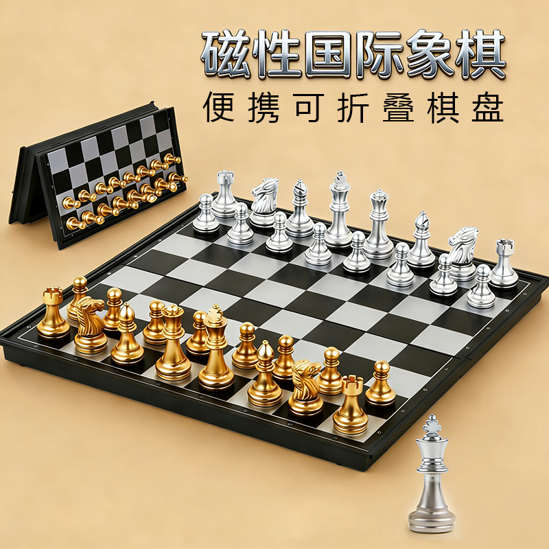 磁性国际象棋小学生专用豪华版折叠便携棋盘儿童比赛磁吸国际象棋
