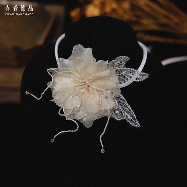 喜看原创手作花瓣缎带手腕花颈链花新娘结婚伴娘礼服婚纱跟妆饰品