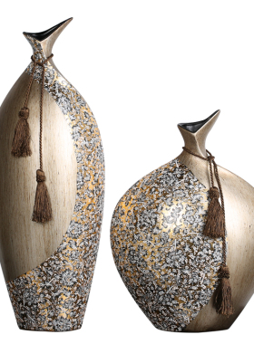 欧式时尚花瓶创意家居装饰品客厅C电视柜玄关摆件奢华陶瓷花瓶贴