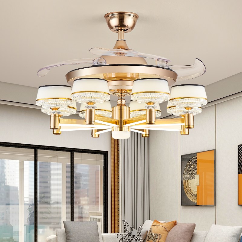 新款客厅灯风扇i吊扇灯新中式饭厅卧室隐形电风扇一体吊灯大厅吸