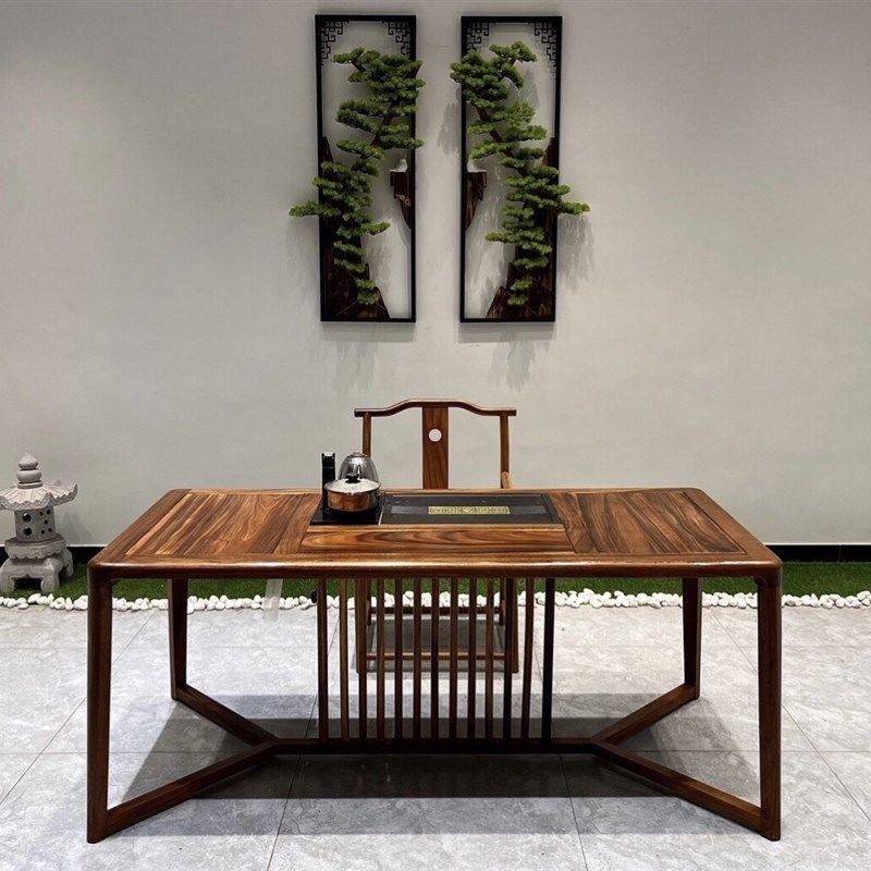 南美黑胡b桃木茶桌椅组合简约现代茶台家用小户型功夫泡茶桌中式,住宅家具,家用茶台/茶桌,淘宝优惠券,粉丝福利购,淘宝优惠卷